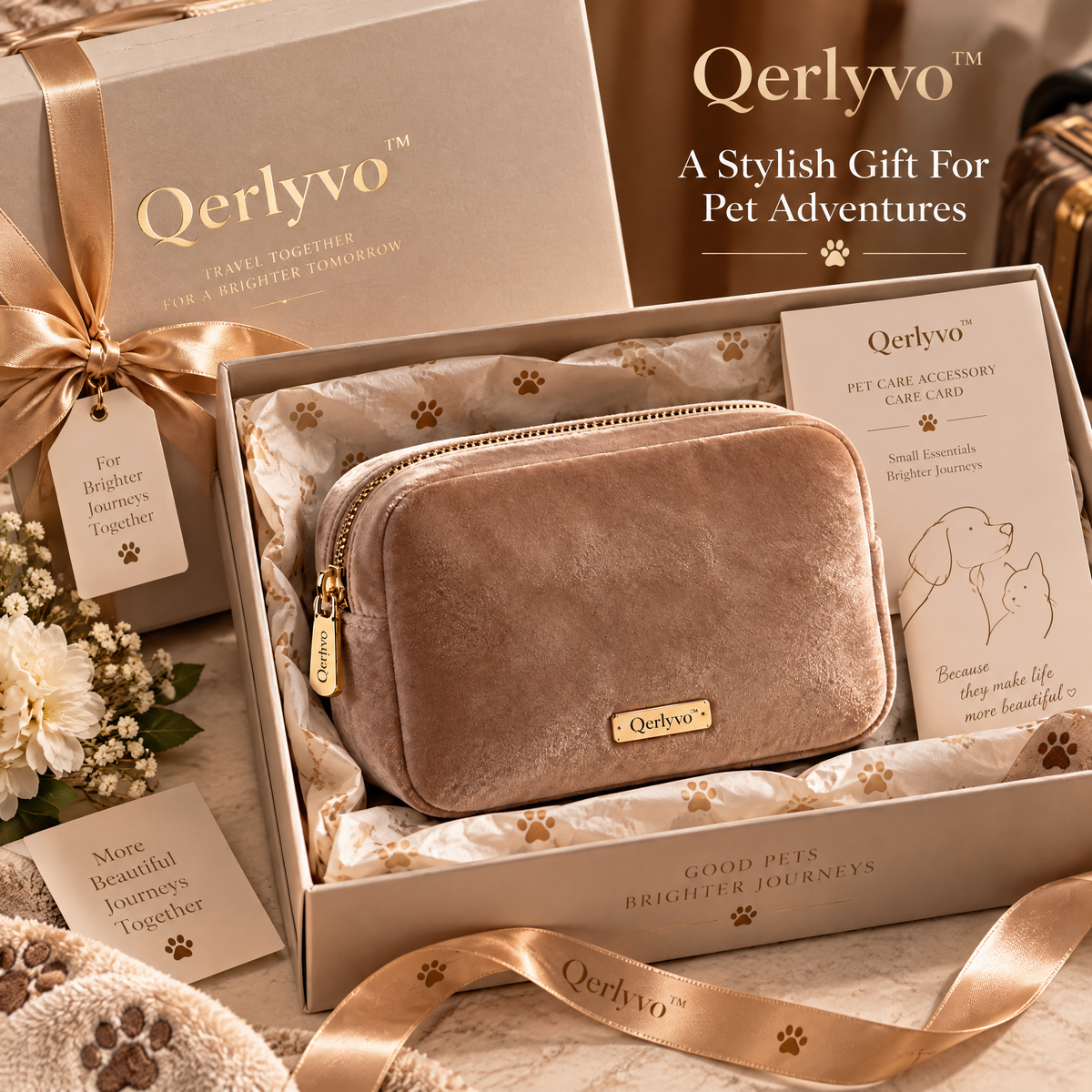 Velvet Travel Pet Accessory Pouch