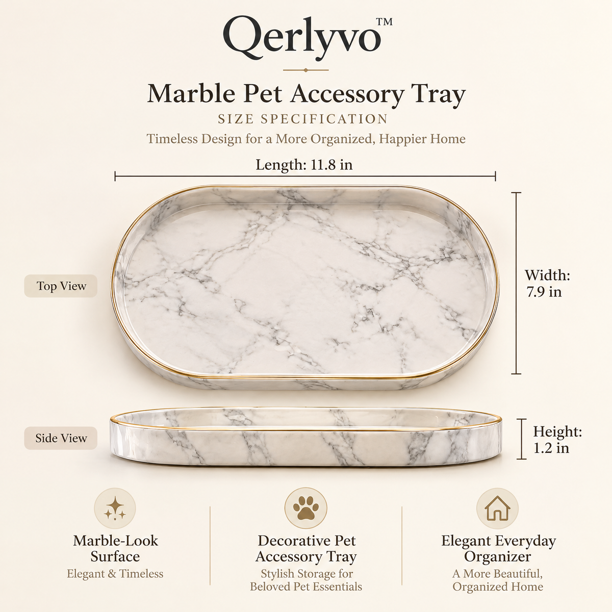 Marble Pet Accessory Tray