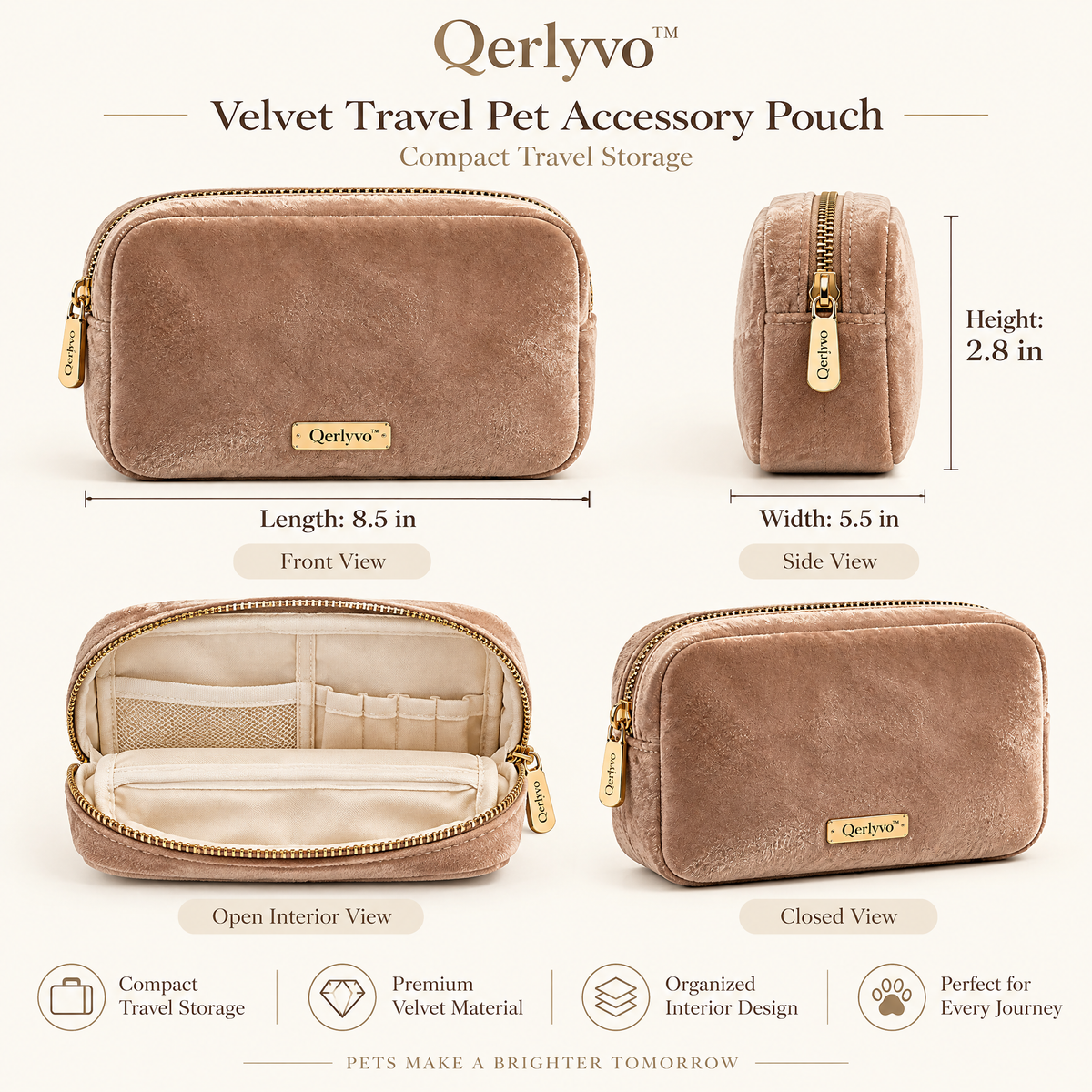 Velvet Travel Pet Accessory Pouch