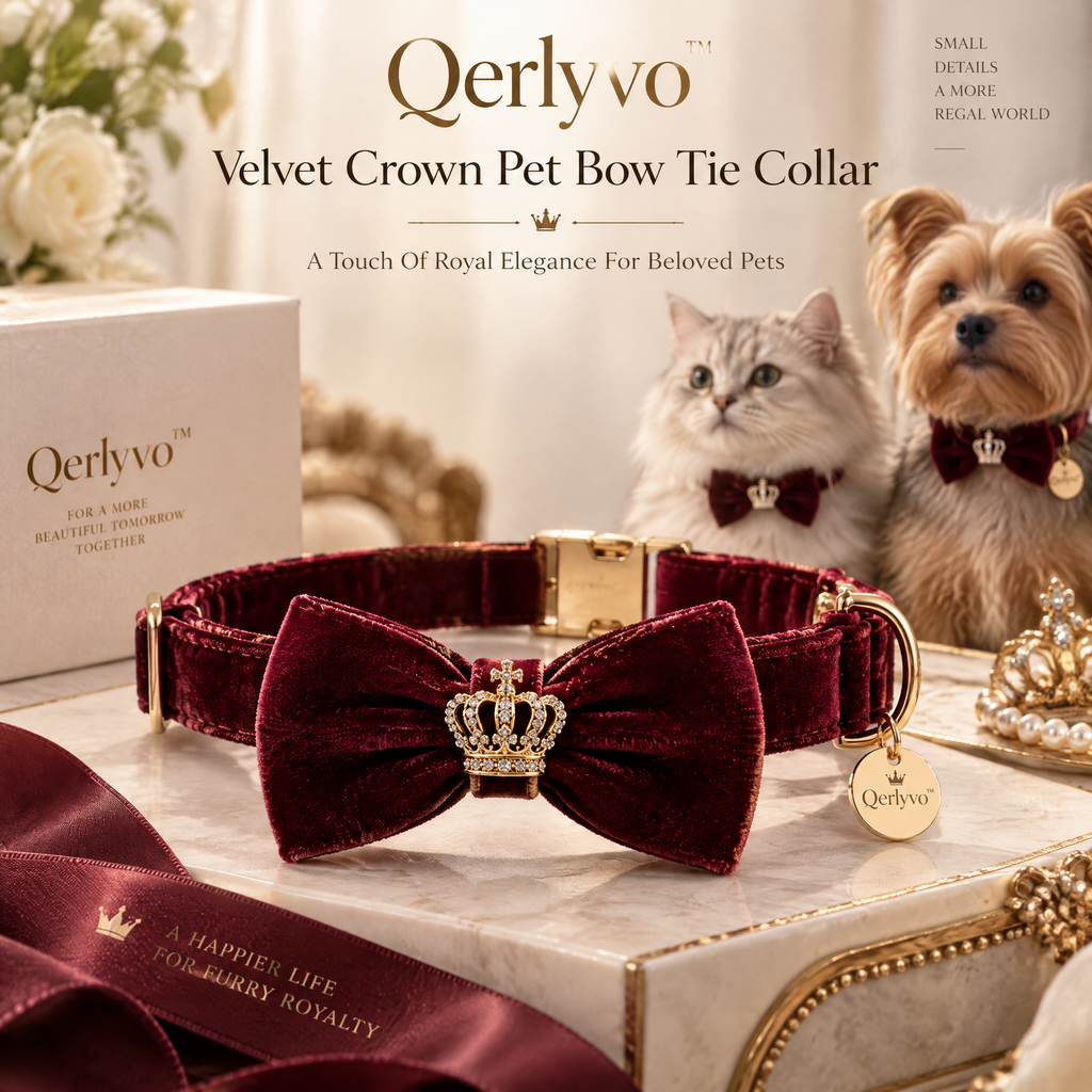 Velvet Crown Pet Bow Tie Collar