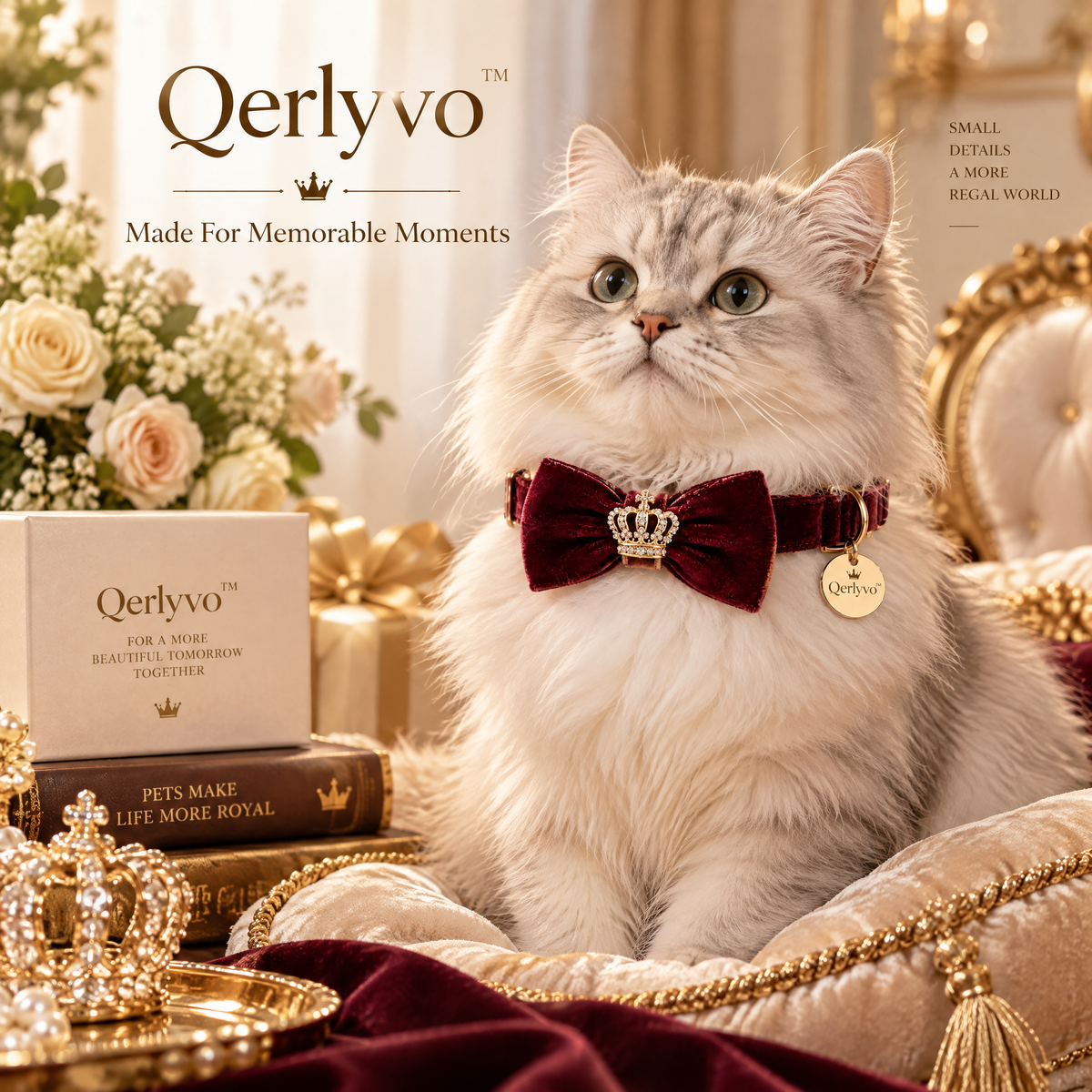 Velvet Crown Pet Bow Tie Collar