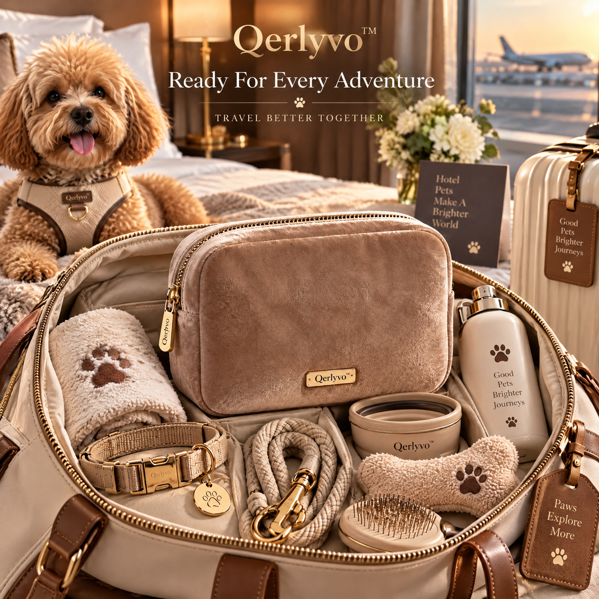 Velvet Travel Pet Accessory Pouch