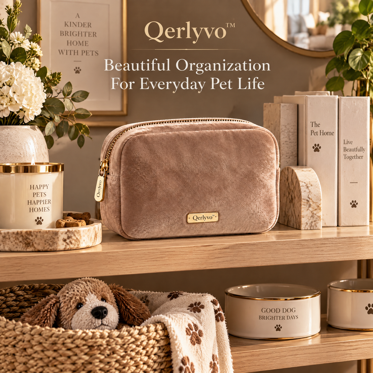 Velvet Travel Pet Accessory Pouch