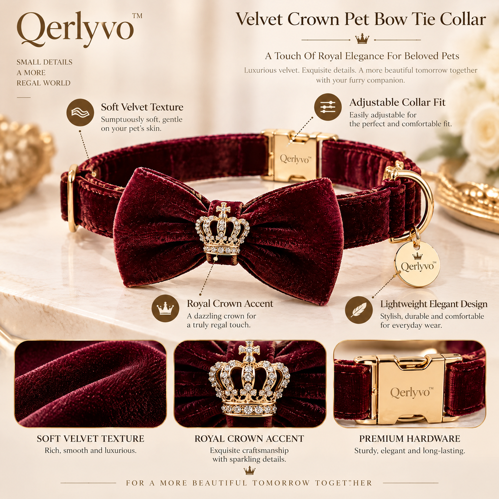 Velvet Crown Pet Bow Tie Collar