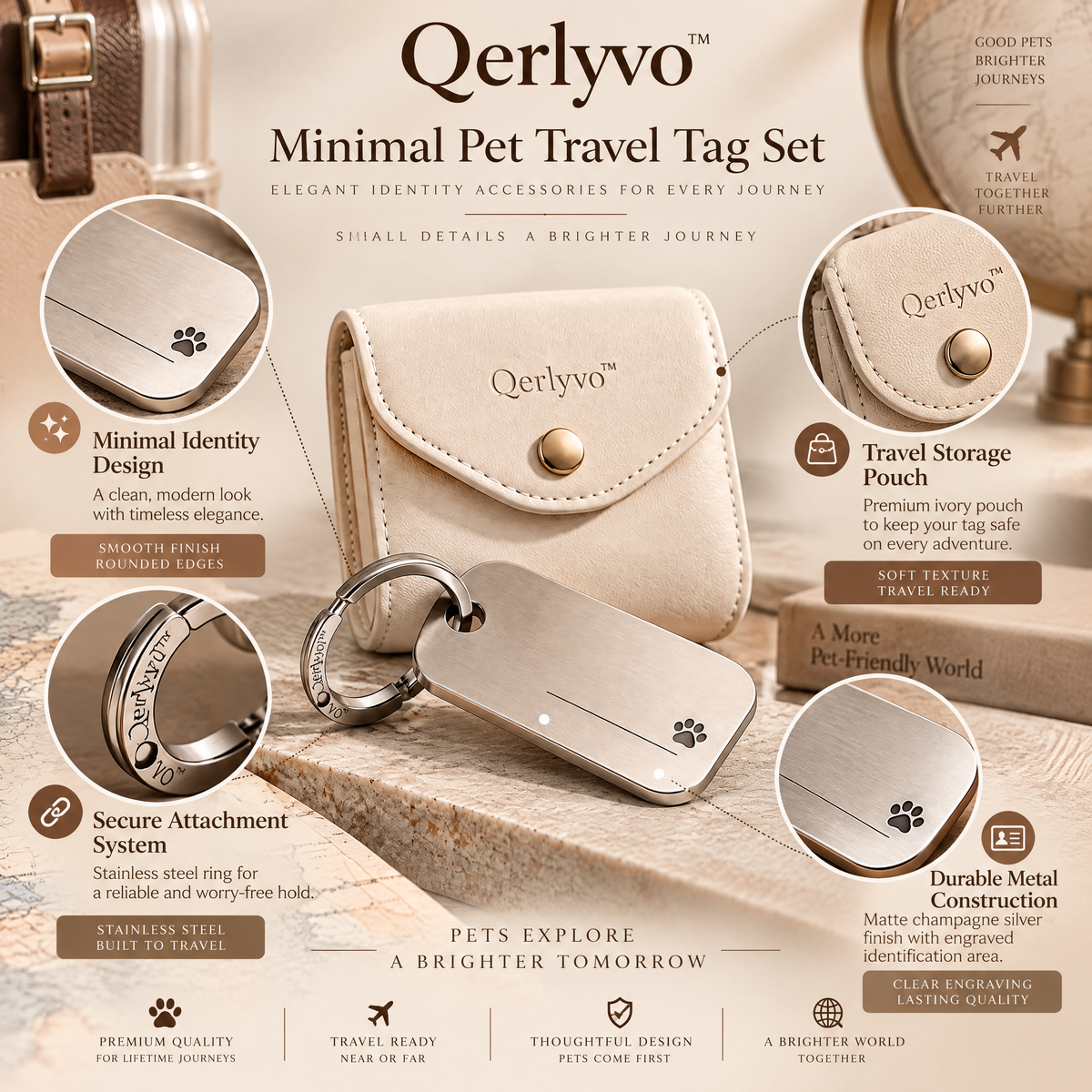 Minimal Pet Travel Tag Set